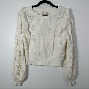 Anthropologie Revolve Cleobella White Knit Sweater Size XS Cottagecore